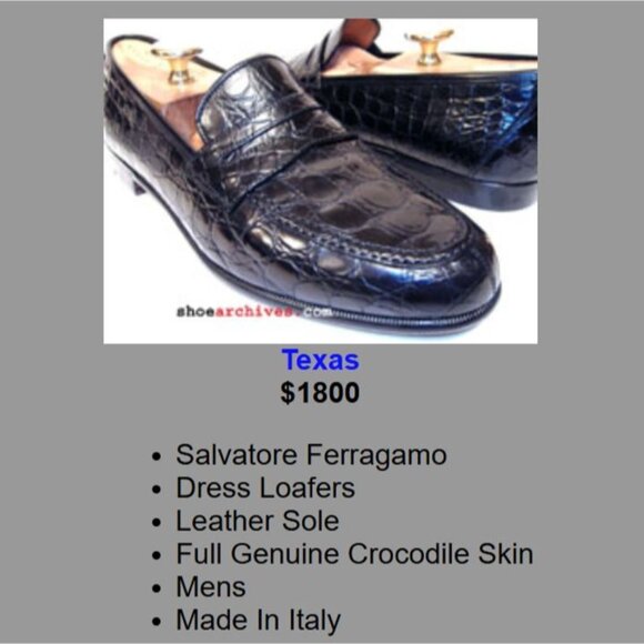Salvatore Ferragamo Exotic Black Crocodile Dress Shoes Men 11 Penny Loafer Italy main image 9